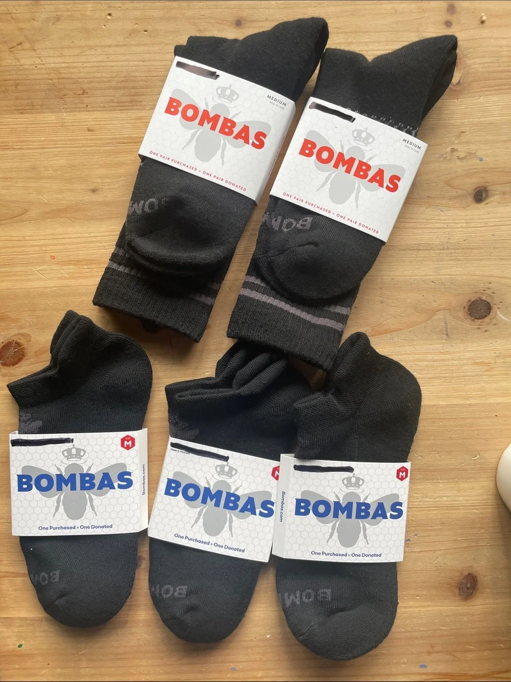 Bombas Men's Black Athletic Socks - Multipack (5 Pairs) NWT